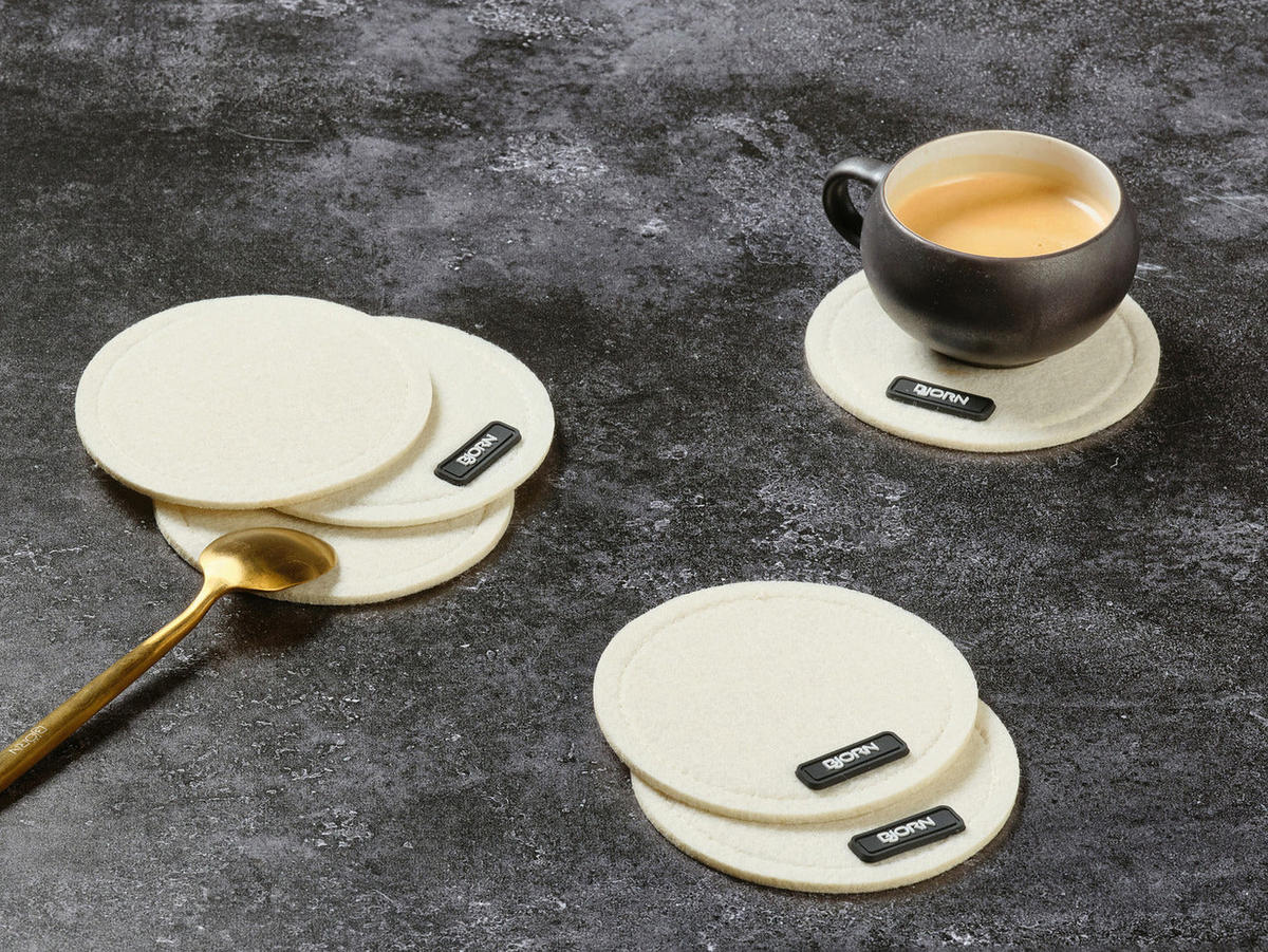 UNTERSETZER - 6er-Set - Recycelter Filz in Beige - Beige, Textil (10/10cm) - Björn