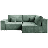 ECKSOFA Pedro Duo mit Schlaffunktion Grün Cord - Grün, Textil (246/153cm) - Bromarkt