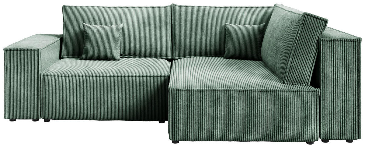 ECKSOFA Pedro Duo mit Schlaffunktion Grün Cord - Grün, Textil (246/153cm) - Bromarkt