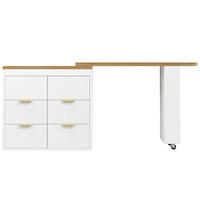 KÜCHENINSEL 128-203/39/90 cm Weiß mit 6 Schubladen - Weiß, Holz (39/90/203cm) - Oxeza