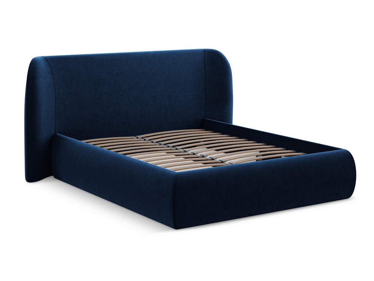 POLSTERBETT mit Bettkasten und Lattenrost 210x215 Blau - Blau/Schwarz, Kunststoff/Textil (160/200cm) - Makamii