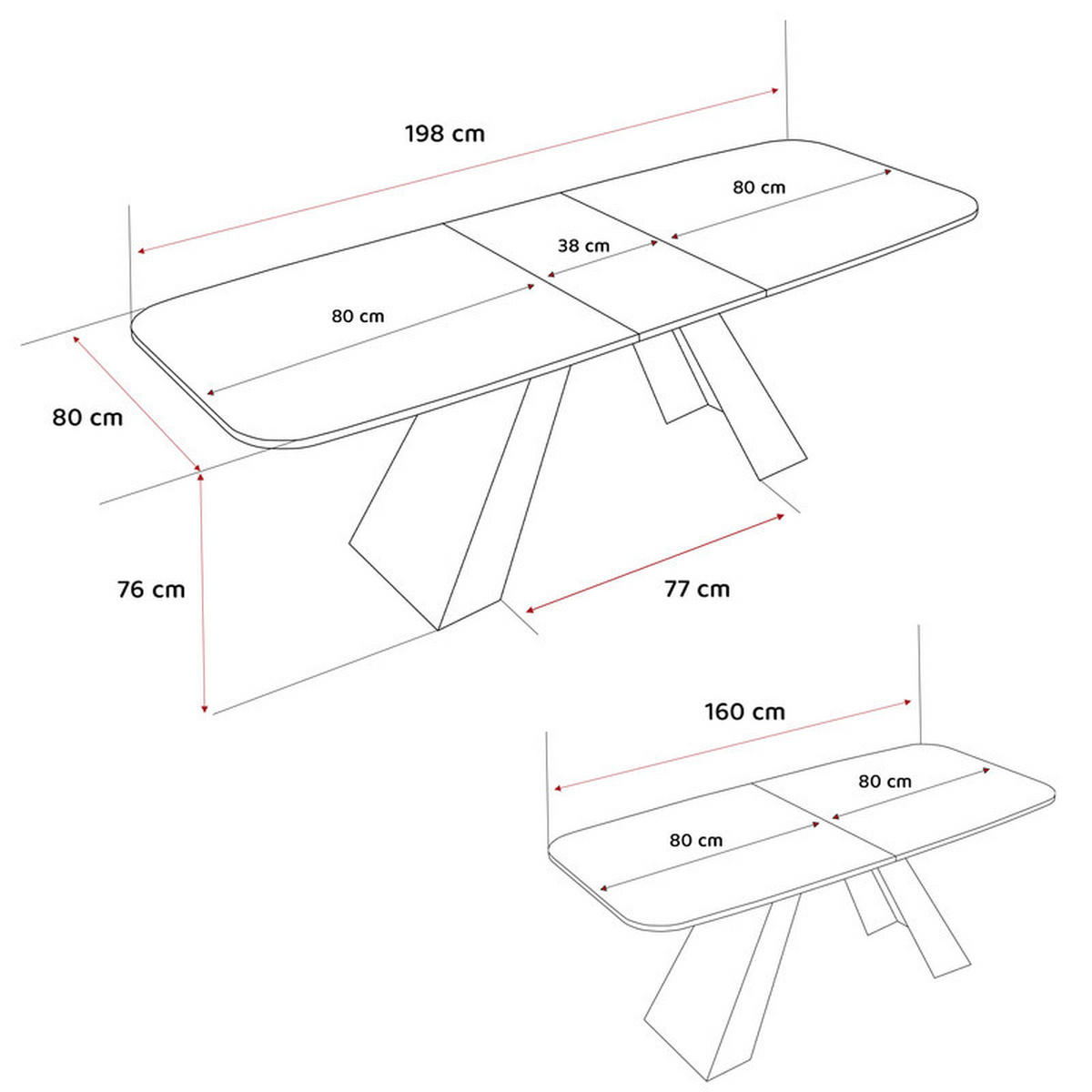 AUSZIEHTISCH ZENITH 160/90/76 cm mit Metallgestell, Gold / Schwarz - Goldfarben/Schwarz, Holzwerkstoff/Metall (90/160/76cm) - Idohome