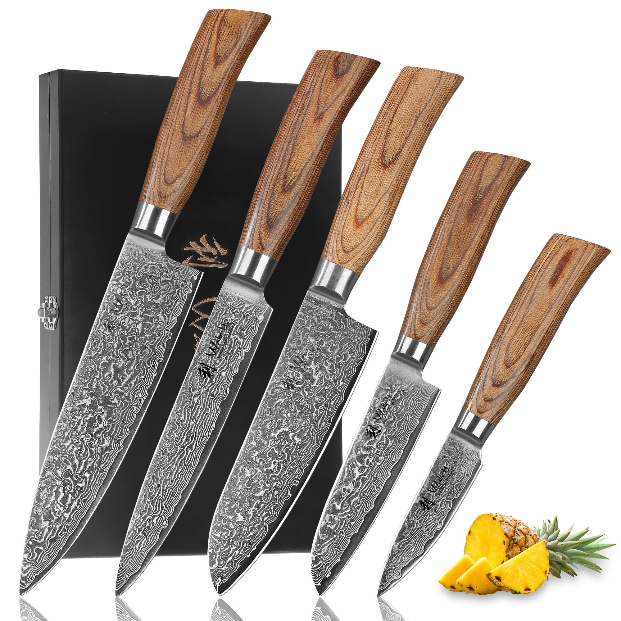 MESSERSET 5-TEILIG 8–20 cm - Braun, Holz/Metall - Wakoli