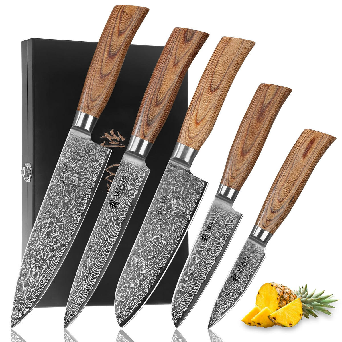 MESSERSET 5-TEILIG 8–20 cm - Braun, Holz/Metall - Wakoli