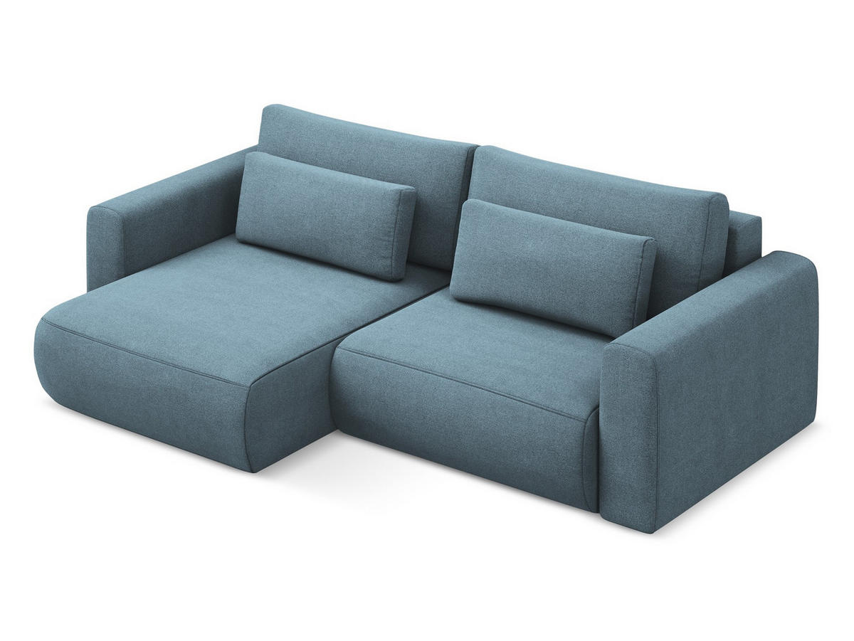 ECKSOFA mit Schlaffunktion Strukturstoff Stoff Blau - Blau/Schwarz, Kunststoff/Textil (149/240cm) - Makamii