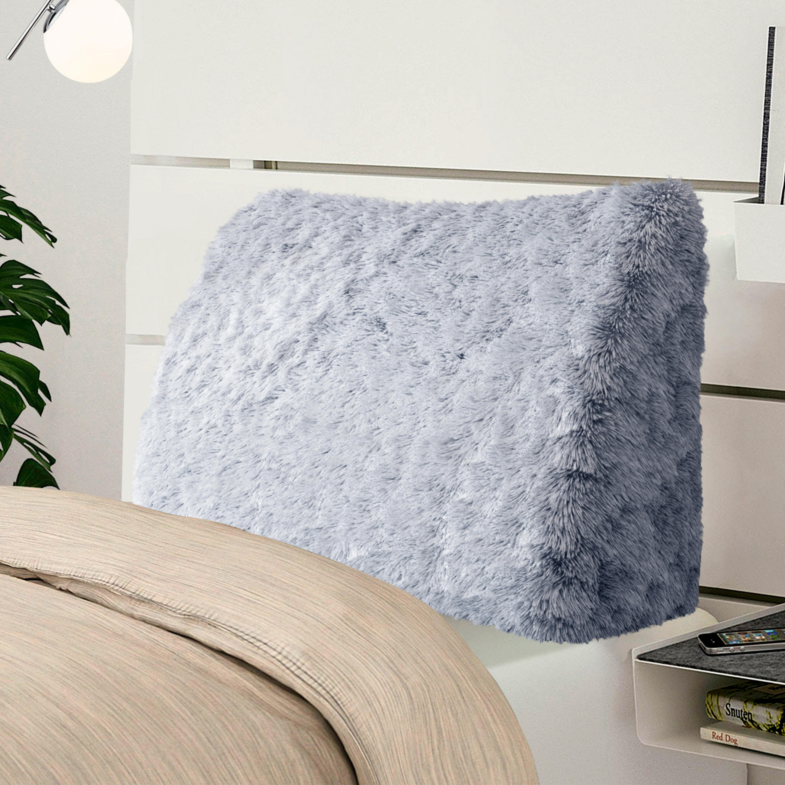 RÜCKENKISSEN Plüsch Blau grau 100 cm - Blaugrau, Textil (50/100cm) - Vercart