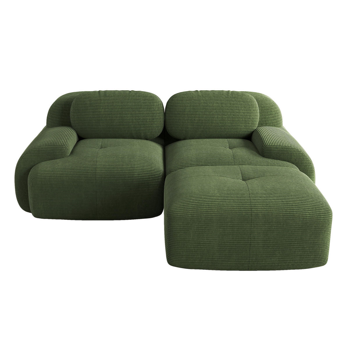 ECKSOFA modular rahmenlos Cordstoff Grün montagefrei - Grün, Kunststoff (178/208cm) - Meubliv