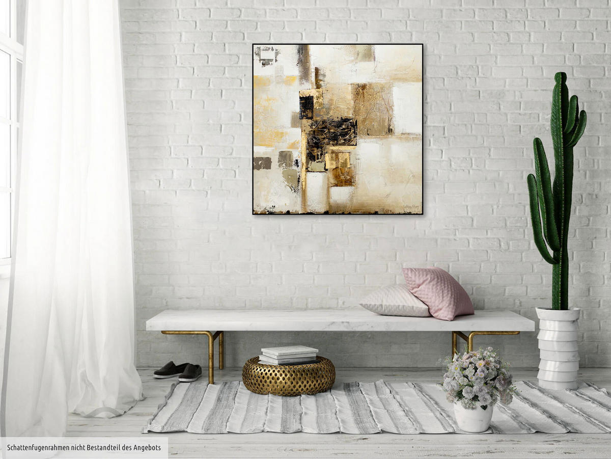 ÖLGEMÄLDE 80/80 cm - Beige/Goldfarben, Holz/Textil (1.68/80cm) - KUNSTLOFT