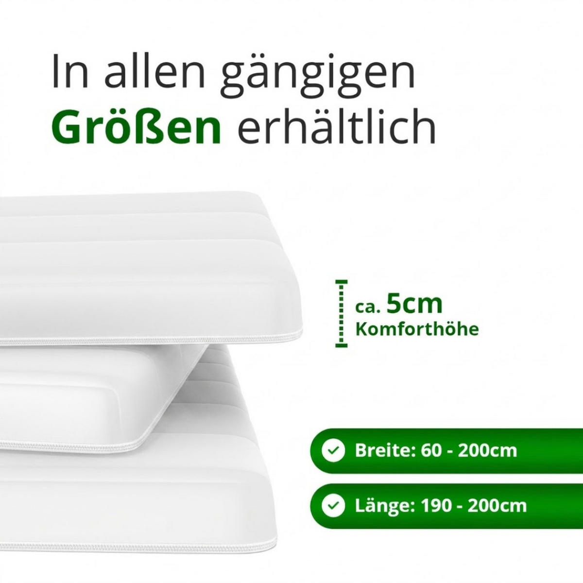 GELTOPPER Matratze mit Mikrofaserbezug 90 x 200 cm - Weiß, Textil (90/200cm) - Schlaftroll