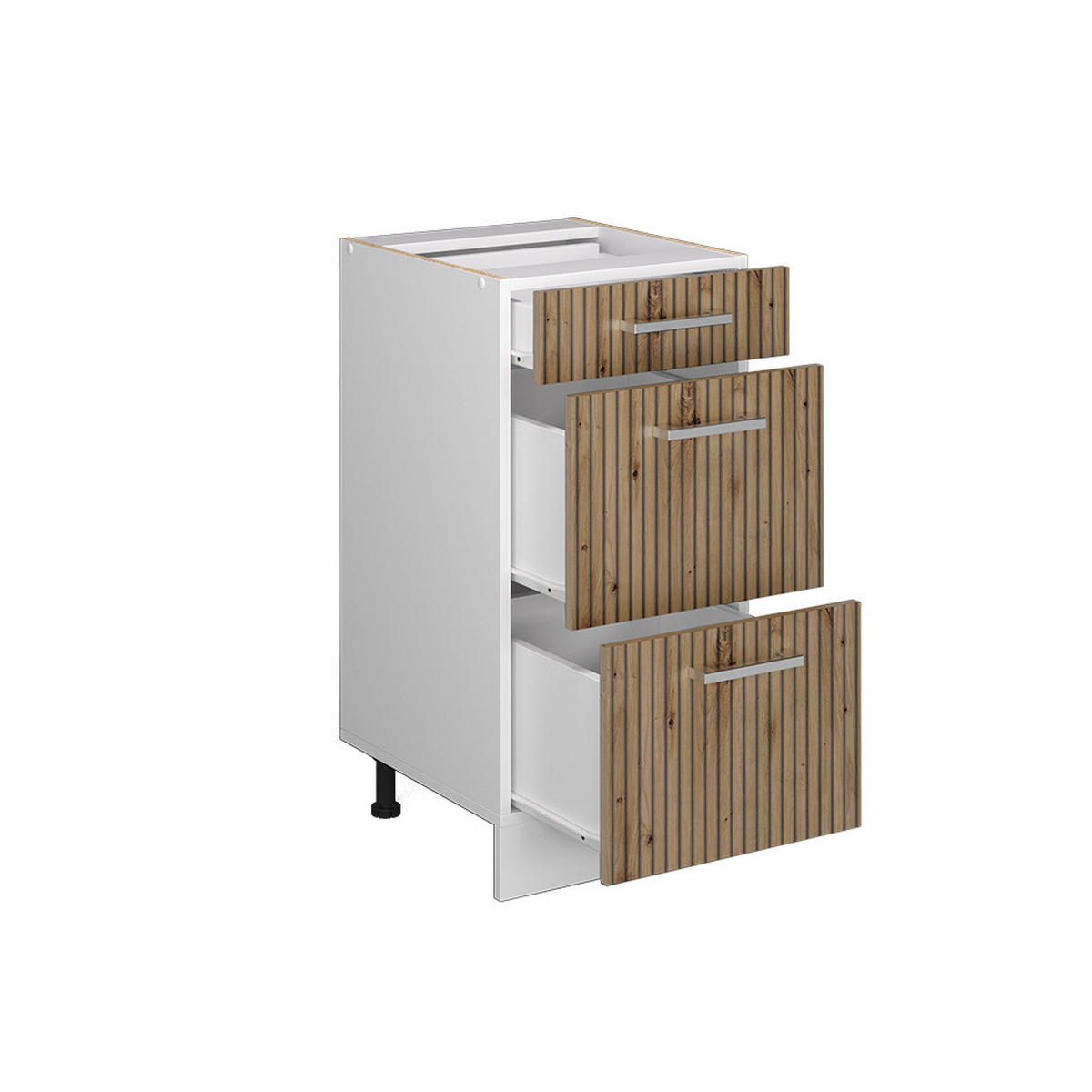 KÜCHENUNTERSCHRANK R-Line Artisan-Eiche 40 cm mit Schubladen AP Anthrazit - Weiß/Eiche Artisan, Holzwerkstoff (40/81.6/60cm) - Vicco