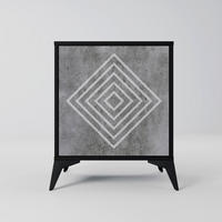 SIDEBOARD POLYGONAL ARTISTRY, Schwarz, 57,5x42x70,5 cm, Schwarze Metall-Sternfüße - Multicolor/Schwarz, Holzwerkstoff/Metall (57.5/70.5/42cm) - SpaceRebels