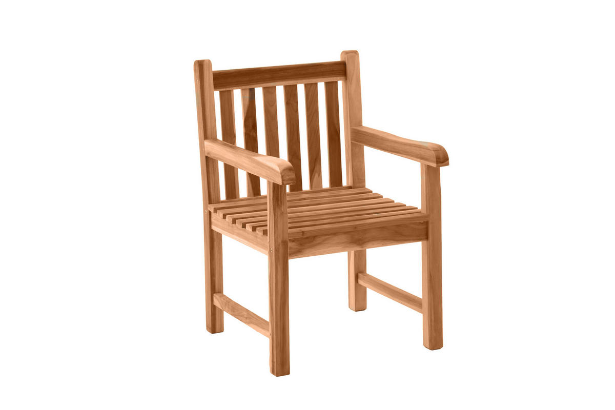 GARTENSESSEL Teaka mit Armlehnen,Teakholz - Naturfarben, Holz (60/92/63cm) - TPFGarden
