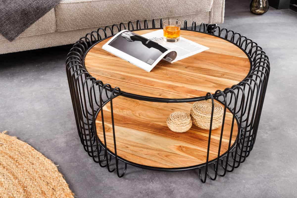 COUCHTISCH TRUE ELEMENTS Akazie rund Natur 73cm - Braun, Holz/Metall (73/73/41cm) - riess-ambiente