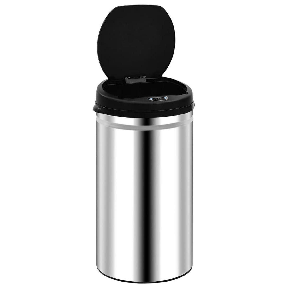 MÜLLEIMER mit Sensor 50L Edelstahl Abfalleimer Automatik - Silberfarben, Metall (30.5/81.5/30.5cm) - DELUKE