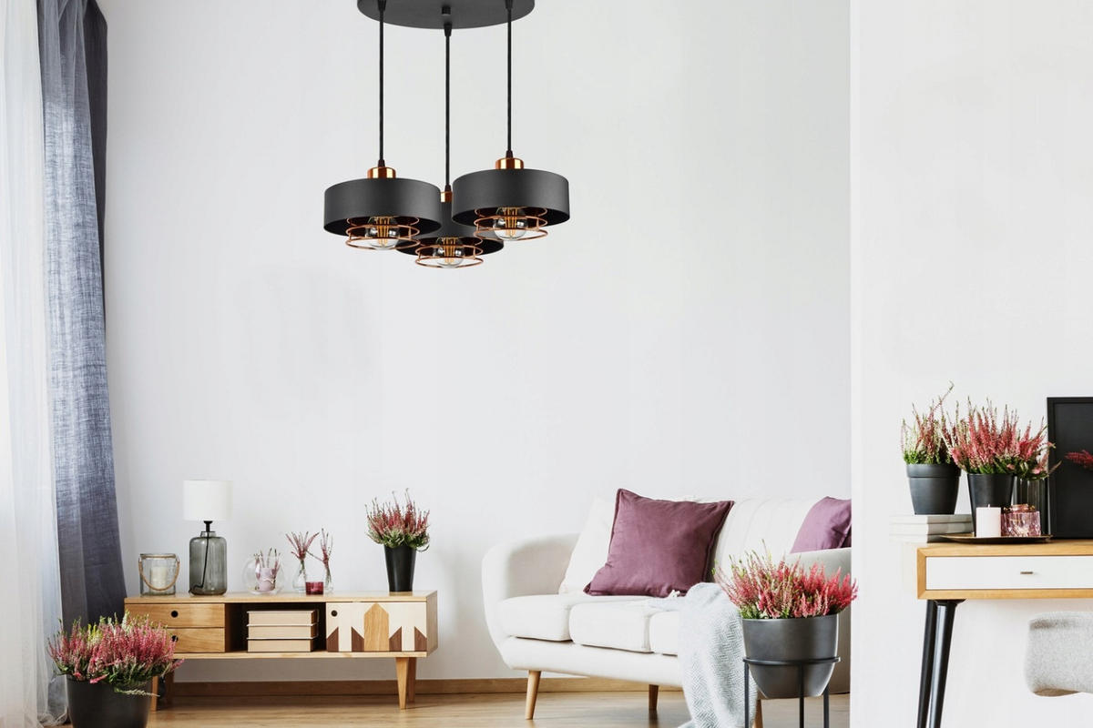 PENDELLEUCHTE EDISON - Goldfarben/Schwarz, Metall (40/40/70cm) - kiki design
