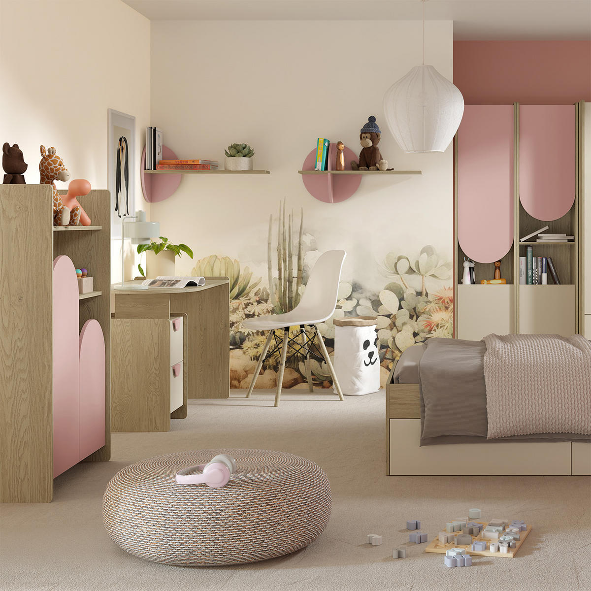 NACHTTISCH Lena mit offenem Ablagefach, 40 cm, für Kinder und Jugendliche, Macadamia - Eichefarben/Beige, Holzwerkstoff (40/25/35cm) - Beautysofa