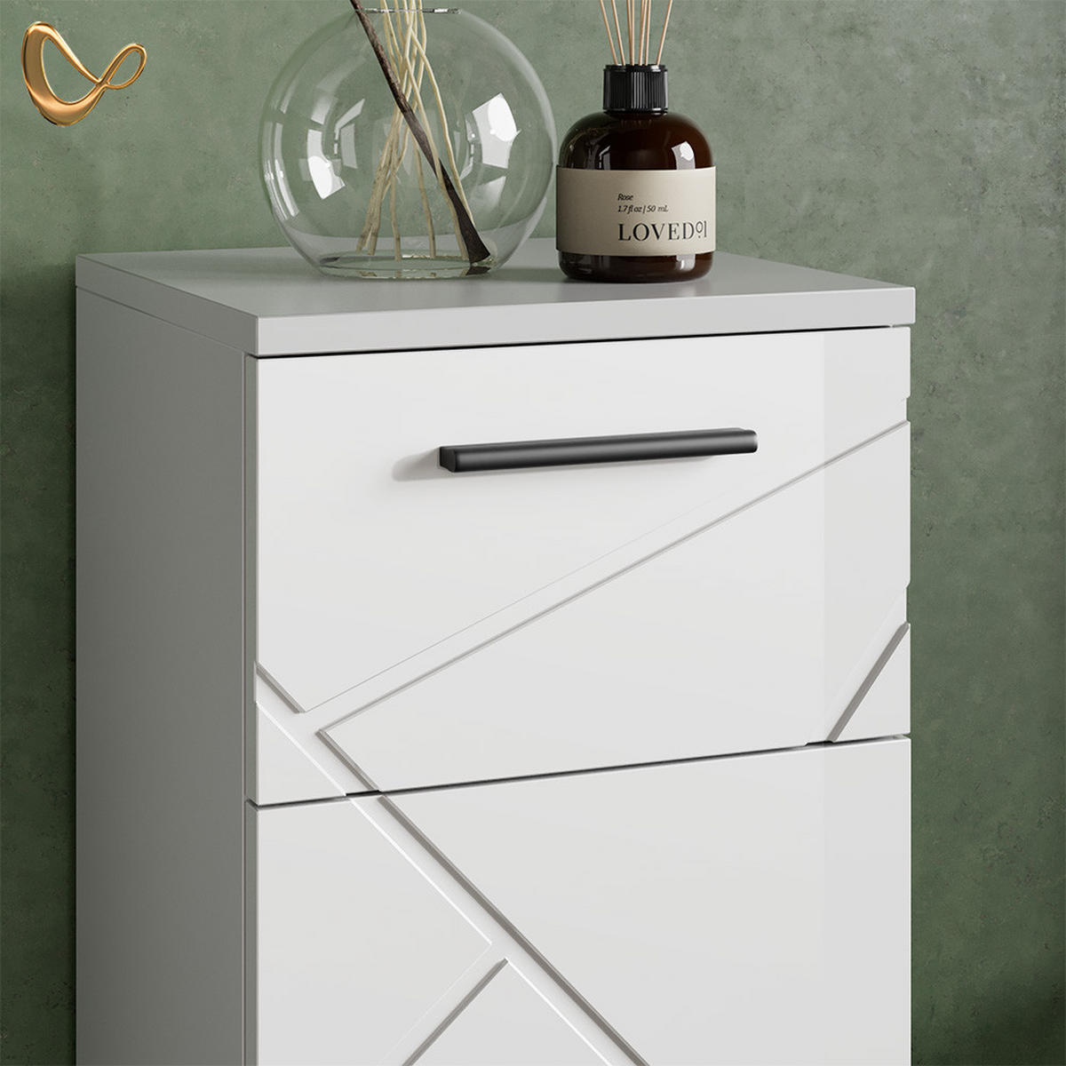 MIDISCHRANK Ronco Weiß Hochglanz 30 x 81 cm - Weiß Hochglanz/Weiß, Holzwerkstoff (30/81/30cm) - Livinity®