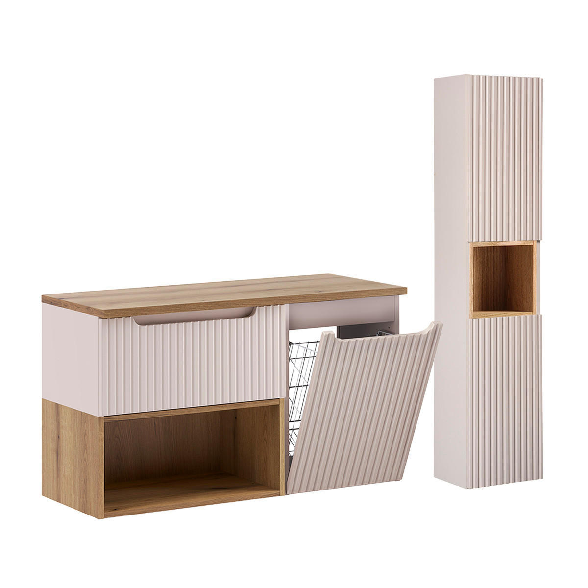 WASCHTISCHUNTERSCHRANK 100.4cm Riva 2er-Set Kaschmir - Beige, Holzwerkstoff (100.4/60/40cm) - Petits-meubles