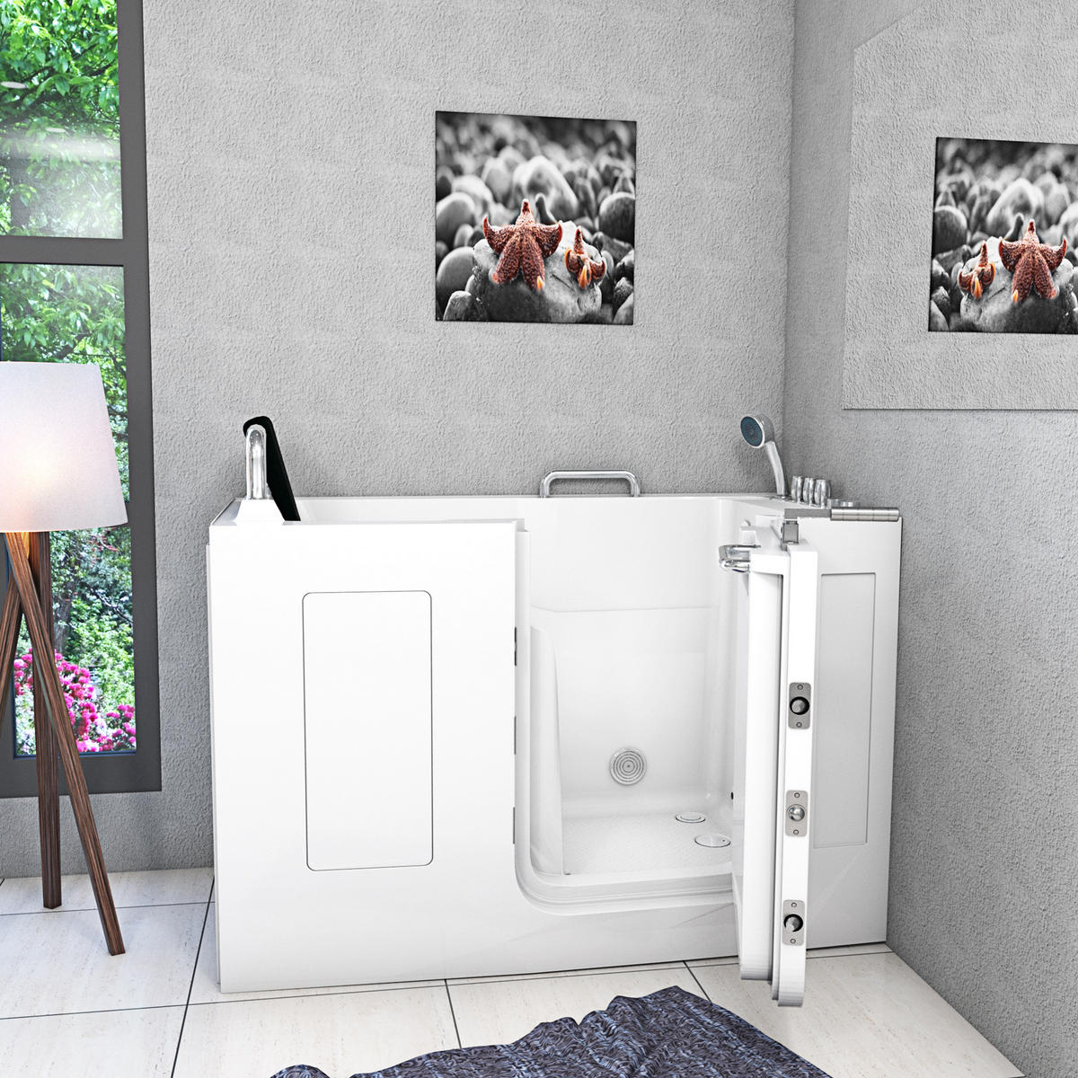 SITZWANNE Whirlpool Wanne mit Tür S07WP-TH-C-R 140x76cm - Weiß, Glas/Kunststoff (76/116/140cm) - AcquaVapore by Sandra Jentho