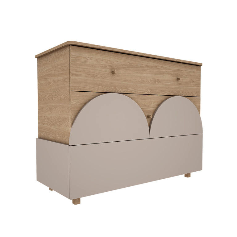 DJEČJA KOMODA Bloom Bejž i drvo - smeđa, drvni materijal (120/93/52cm) - Petits-meubles