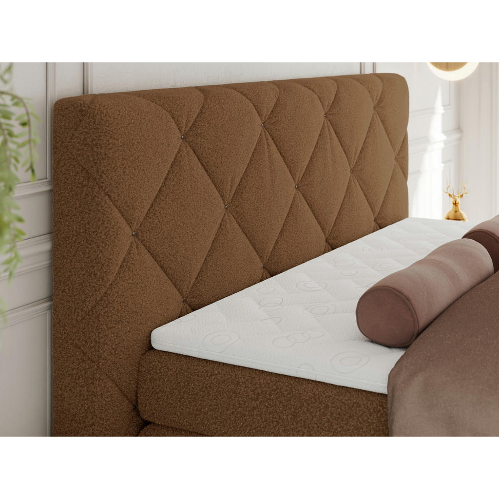 Thumbnail - Boxbett, Braun, Textil, 2-Sitzer, H3, Rechteckig, 180x200 cm, Oeko-Tex®, Schlafzimmer, Betten, Boxspringbetten