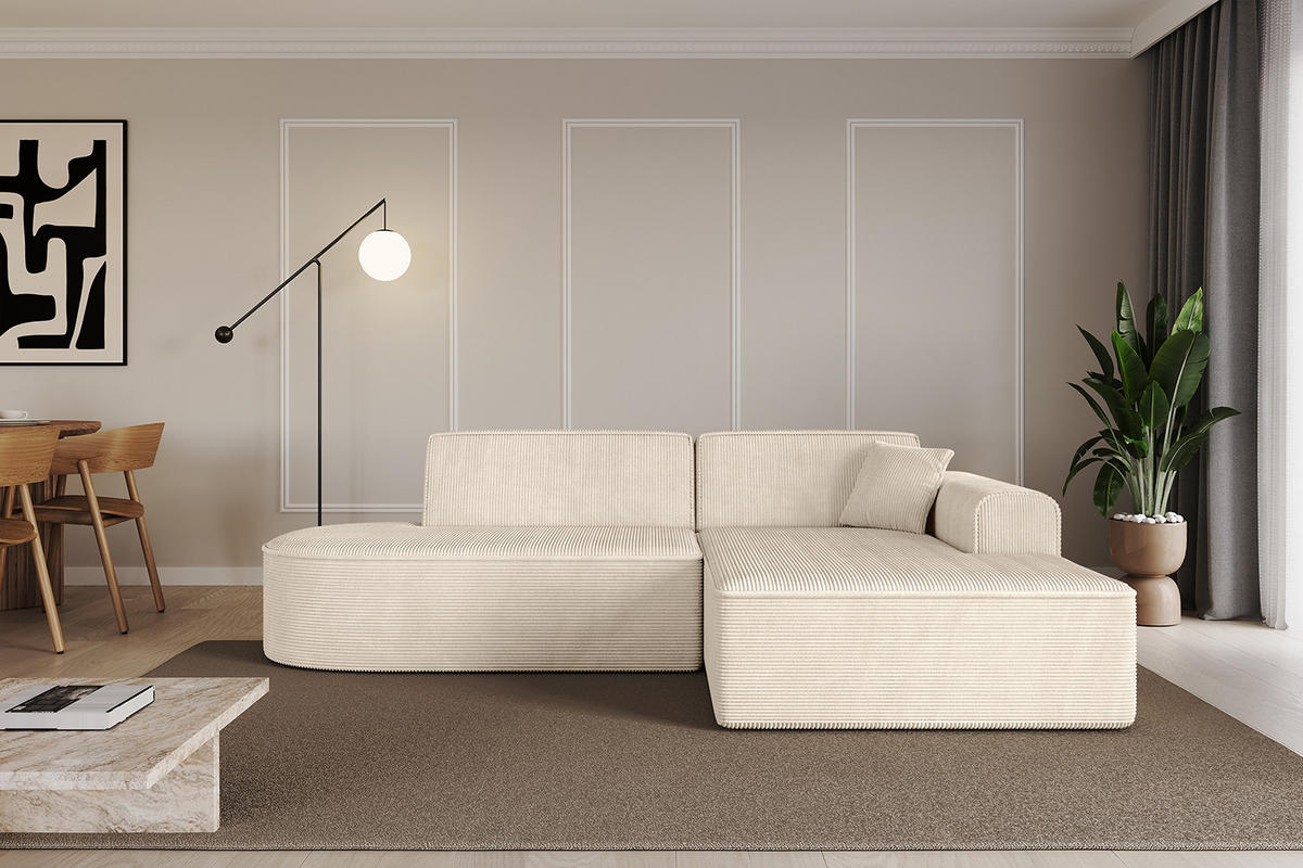 ECKSOFA Ottomane Rechts IREA-L1-v3 - 232x165x77 cm Beige - Beige, Holzwerkstoff/Textil (232/165cm) - ALTDECOR
