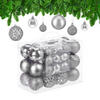 WEIHNACHTSKUGELN-SET 50-tlg. - Silberfarben, Kunststoff (6/7/6cm) - Relaxdays