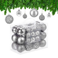 WEIHNACHTSKUGELN-SET 50-tlg. - Silberfarben, Kunststoff (6/7/6cm) - Relaxdays