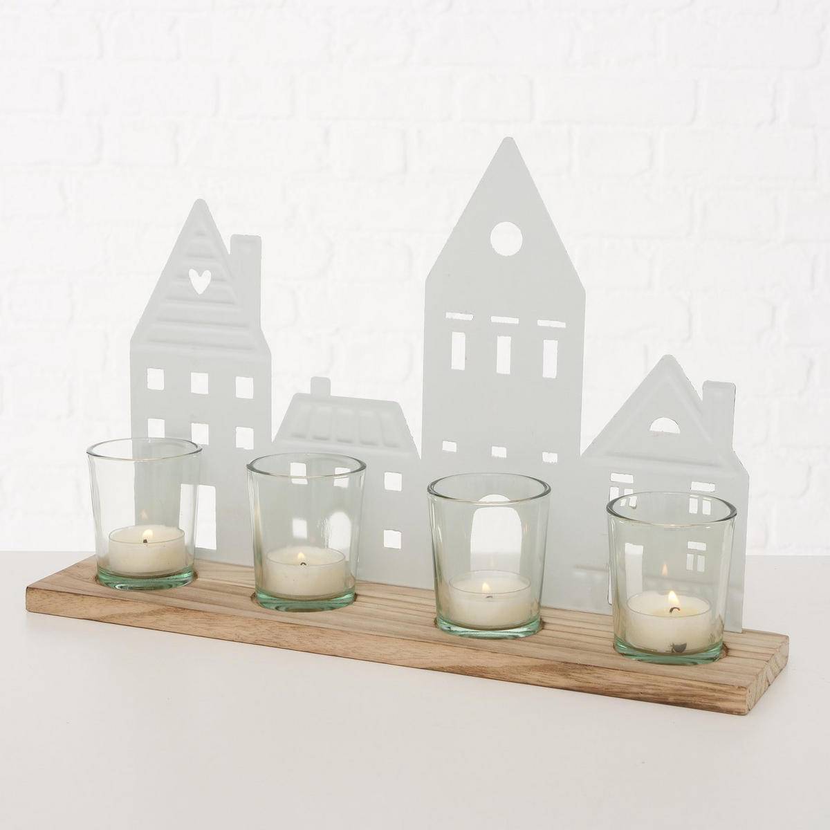 TEELICHTHALTER NORDY 24/36 cm - Beige, Holz (8/24/36cm) - Boltze Home