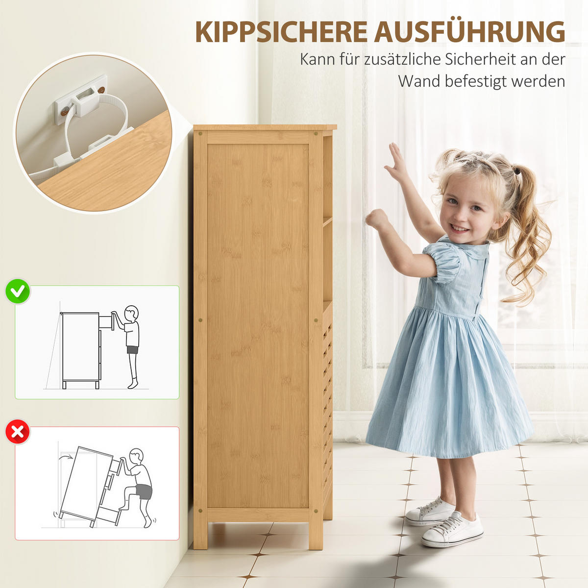 BADEZIMMERSCHRANK Natur 50/29/92 cm - Naturfarben, Holz (50/92/29cm) - PANGIVO