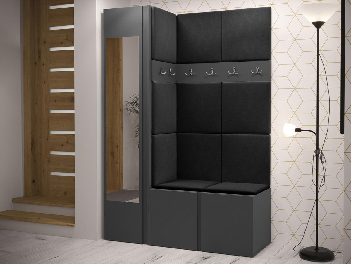 GARDEROBEN-SET Orion X - Anthrazit/Graphitfarben, Holzwerkstoff/Kunststoff (124/186/46cm) - MIRJAN24