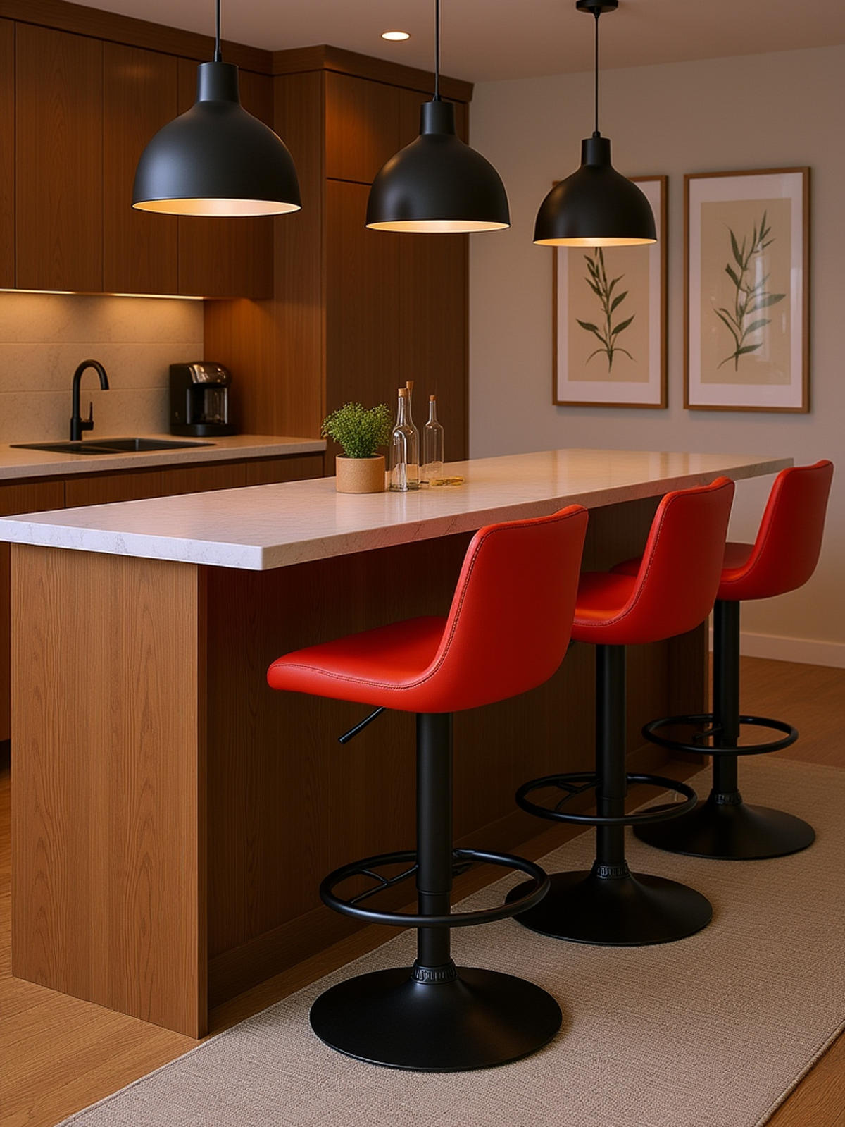 BARHOCKER 2er Set Brandon Kunststoff rot - Rot/Schwarz, Kunststoff/Metall (39/104/36cm) - TPFLiving