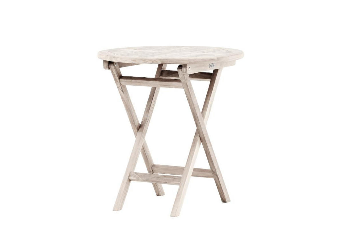 GARTENTISCH, Kenya, Whitewash, Teak., 70 x 70 x 75 cm - Weiß, Holz (70/70/75cm) - ebuy24