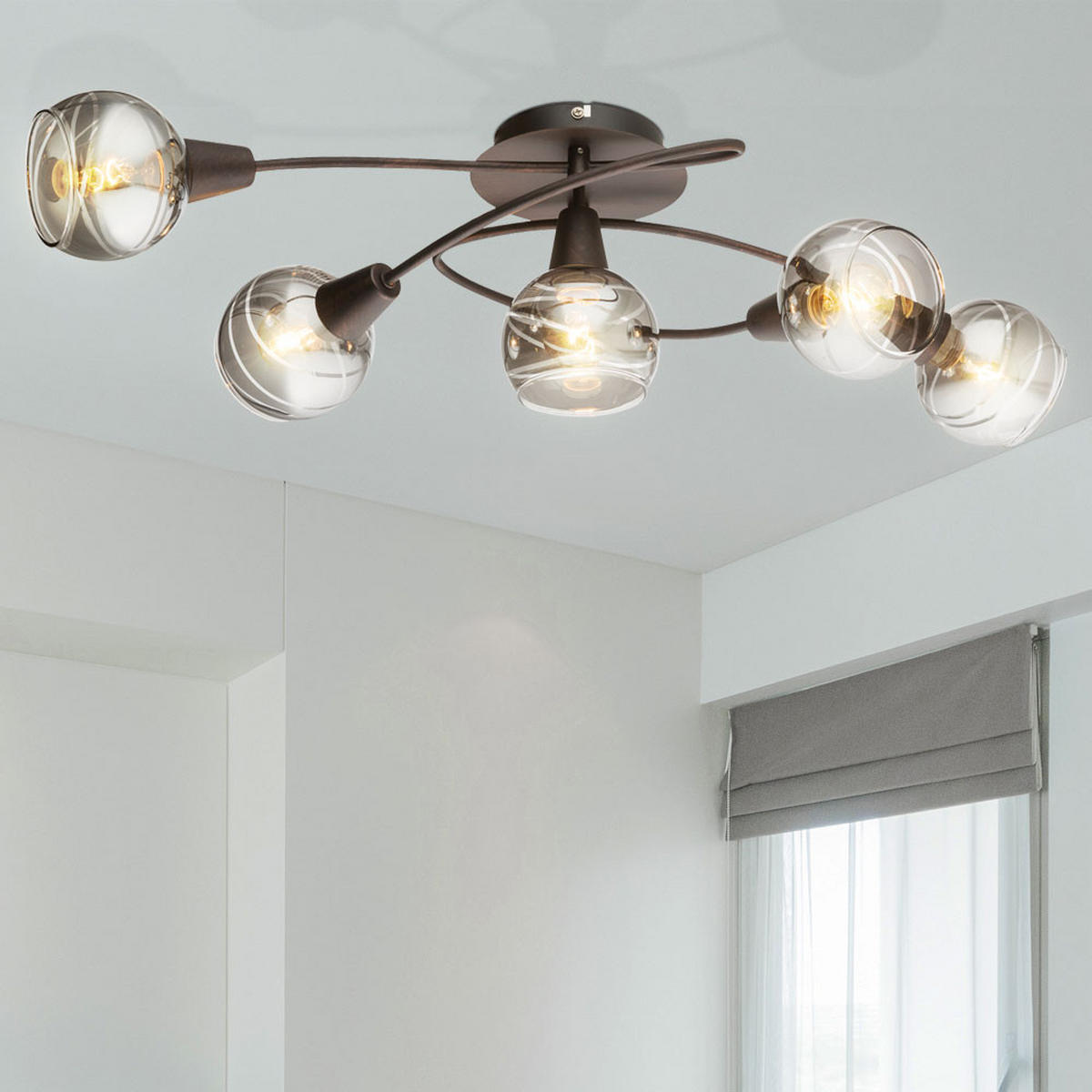 LED DECKENLEUCHTE Metall Grau Glas klar - Grau, Glas (62.4/37.1/21.1cm) - Globo Lighting