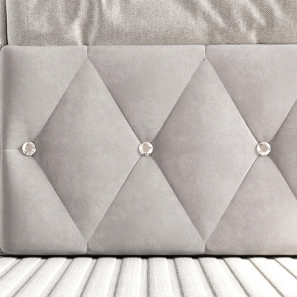 POLSTERBETT 140x200 cm Bettkasten Samt Knopfheftung schwarz - Beige, Holz (140/200cm) - LEBENLANG