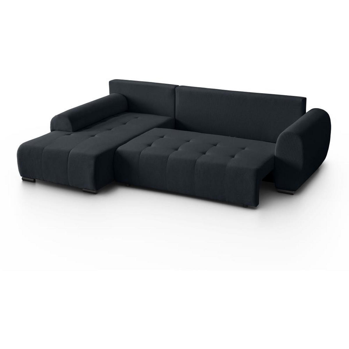 ECKSCHLAFSOFA Diana mt Bettkasten schwarz links - Schwarz, Textil (255/175cm) - Beautysofa