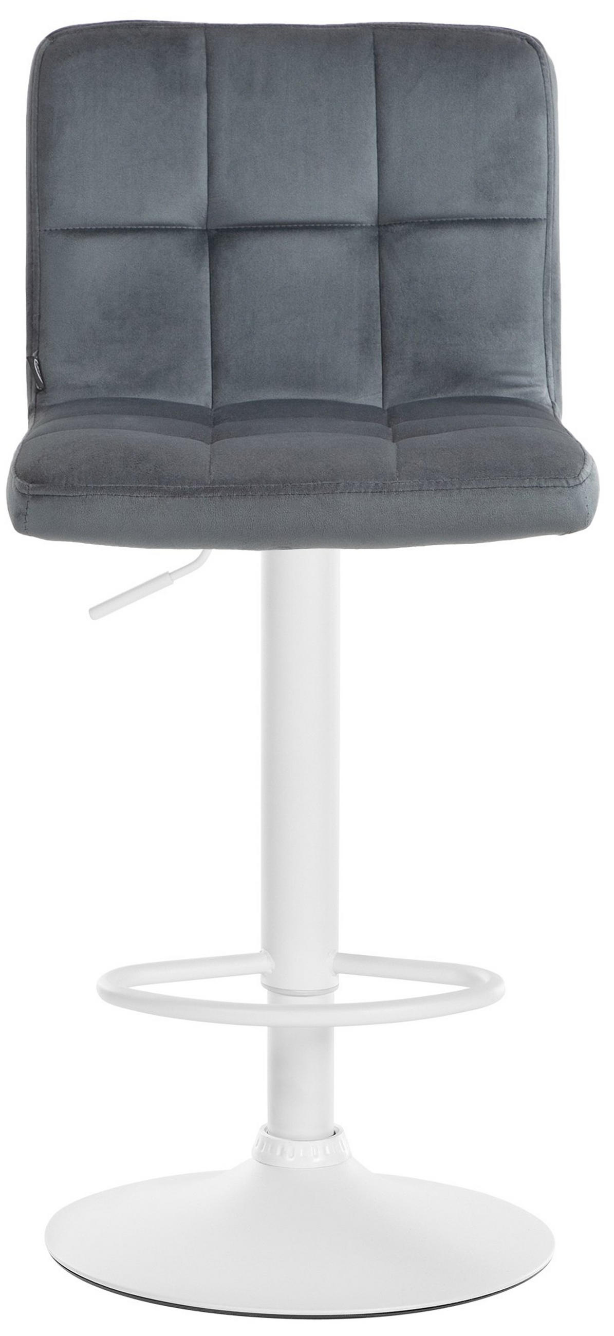 BARHOCKER Peran Samt weiß dunkelgrau - Dunkelgrau/Weiß, Textil/Metall (46/114/47cm) - TPFLiving