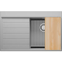 SPÜLBECKEN Sydney, 2-er set Grau 78/50 cm 1 Becken + Ablauf-Set + Küchenzubehörset ab 45er Unterschrank - Chromfarben/Beige, Kunststoff (78/20/50cm) - Primagran