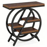 BEISTELLTISCH schmal Holz mit Ablage Industrial Sofa Tisch modern - Braun, Metall (30/65/66cm) - Kaket