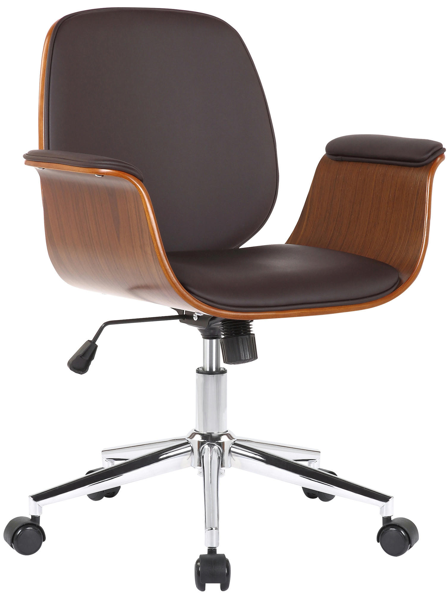 DREHSTUHL Holz walnuss/braun - Chromfarben/Walnussfarben, Holz/Textil (69/82/62cm) - CLP