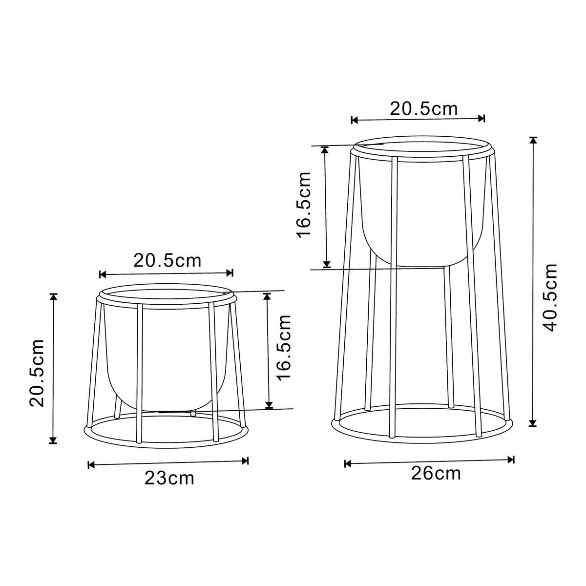 PFLANZENSTÄNDER-SET 2 TLG. Nesseby - Schwarz, Metall (26/40.5/26cm) - [en.casa]