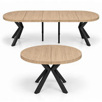 ESSTISCH rund ausziehbar 110/310/76 cm, Braun Hikora Egger, 54 cm Tischplatte + X Metallbeine Schwarz - Eichefarben/Braun, Holzwerkstoff/Metall (110/310/76cm) - Damale Möbel