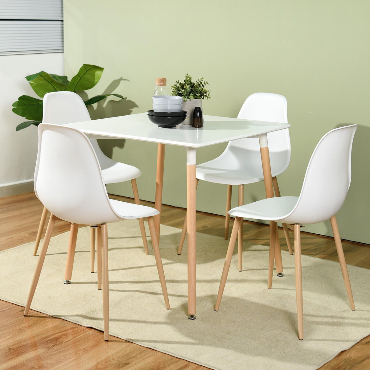 STUHL-SET 4 Stück in Eisen Kunststoff - Eichefarben/Weiß, Kunststoff/Textil (46/84/45cm) - Urban Meuble