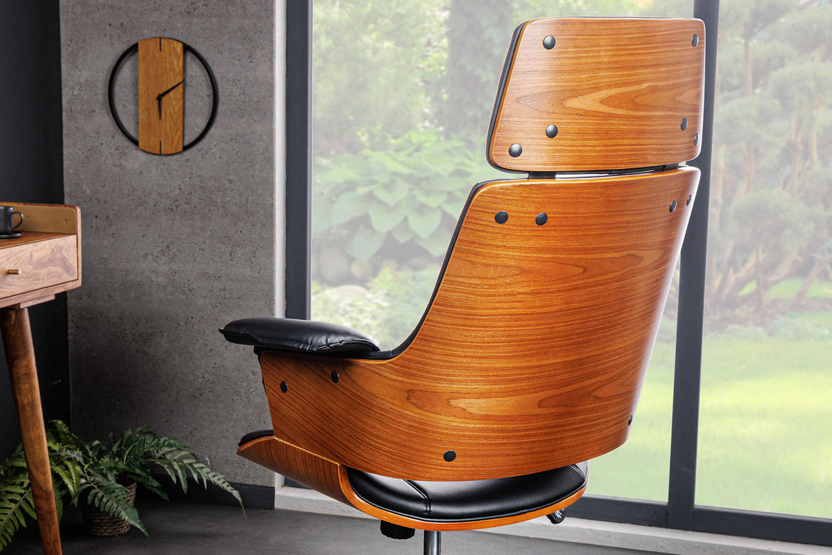 STUHL MANHATTAN Walnuss Schwarz 120 cm - Silberfarben/Schwarz, Holz/Textil (68/111/64cm) - riess-ambiente