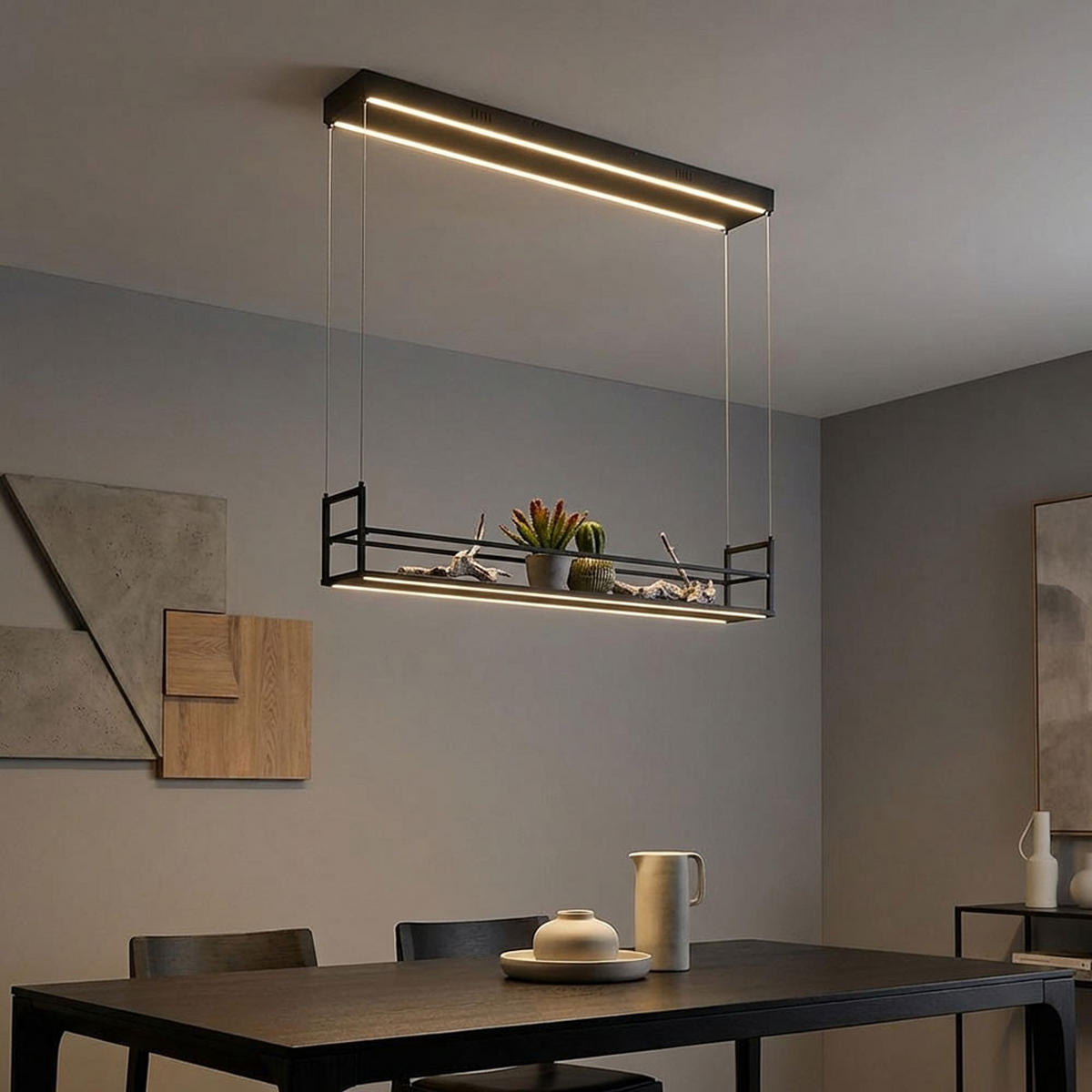 PENDELLEUCHTE SONTURA Metall Schwarz, LED, Memory - Schwarz, Metall (103.6/17.1/120cm)