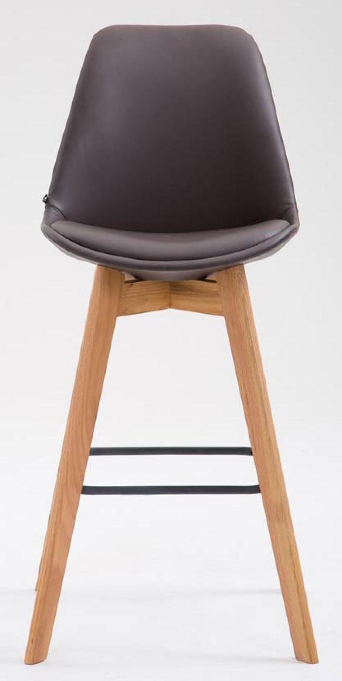 BARHOCKER 2er Set Lederlook braun - Eukalyptusholzfarben/Braun, Holz/Textil (48/112/56cm) - CLP