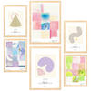 POSTER Set Mit 6 Pastellfarbene Abstrakte Kunst A3 & A4 Rahmen Aus Hellem Holz - Beige, Papier (29/3cm) - Nacnic