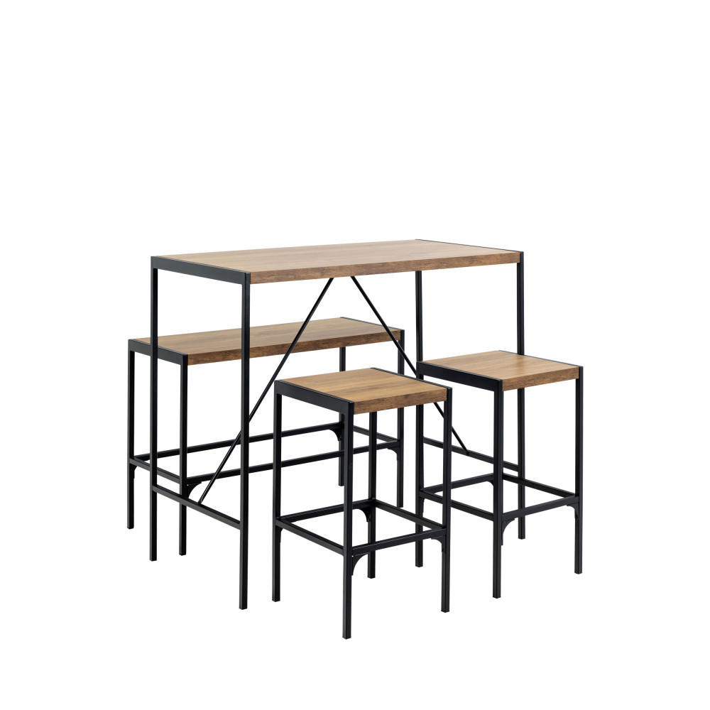 BARTISCH - für 4 Personen aus Holz und Metall, H105cm - Eschefarben, Holz (120/105/60cm) - Drawer