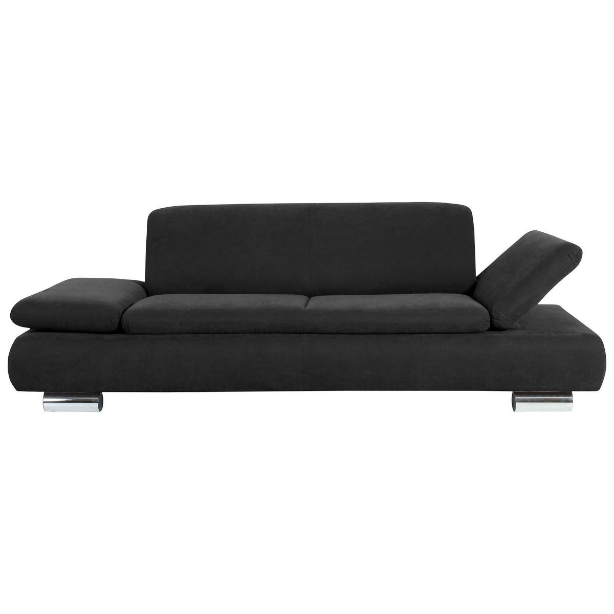 SOFA 2,5-Sitzer Kaye Bezug Veloursstoff Metallfuß verchromt / schwarz - Schwarz, Kunststoff (221/76/90cm) - 58aufmkessel