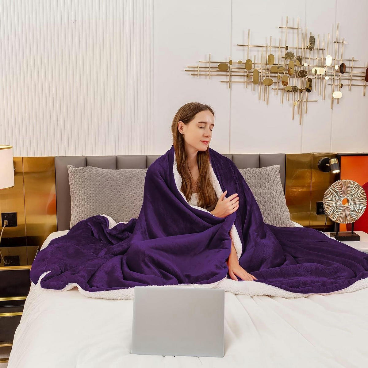 KUSCHELDECKE Violett 220 x 240 cm - Lila, Textil (220/240cm)